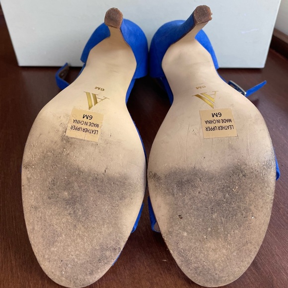 Cobalt blue suede strappy sandals size 6 - Picture 3 of 4